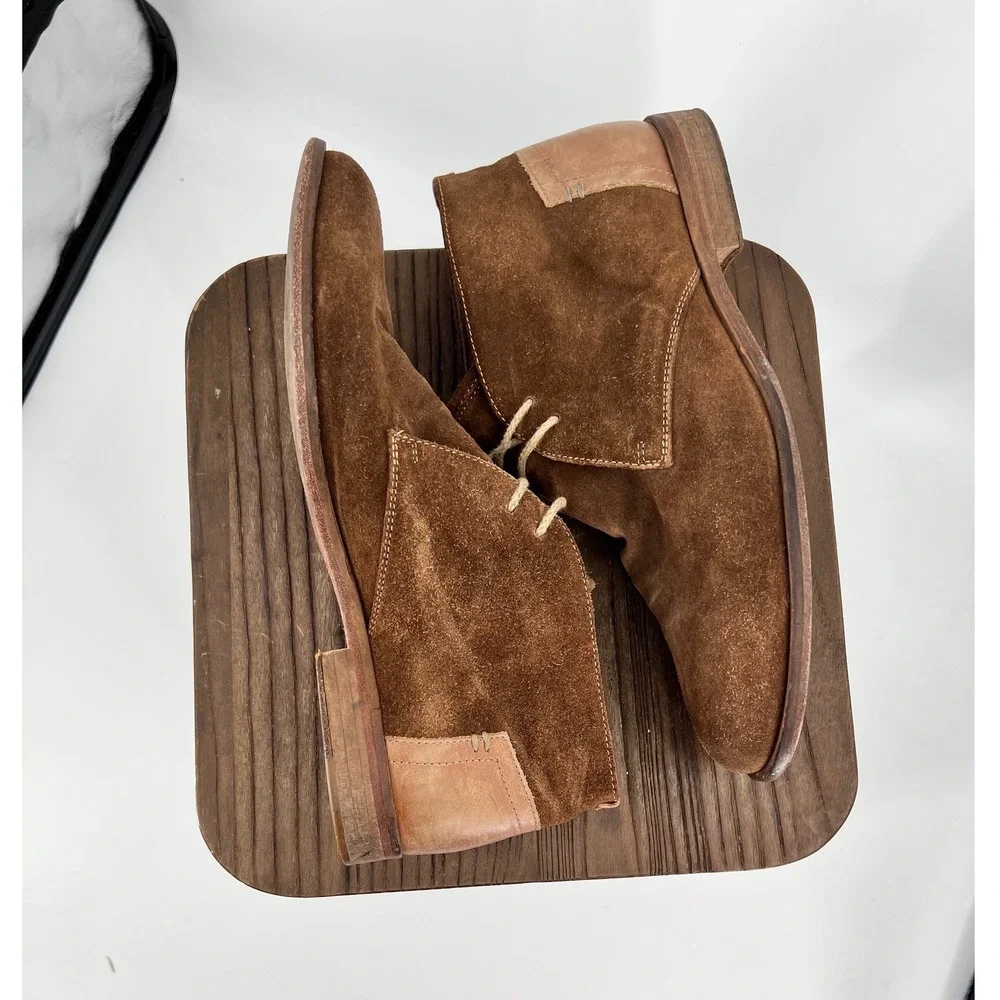 Johnston & Murphy J&M 1850 Two Tone Brown Suede Chukka Boots Made in Italy 9.5